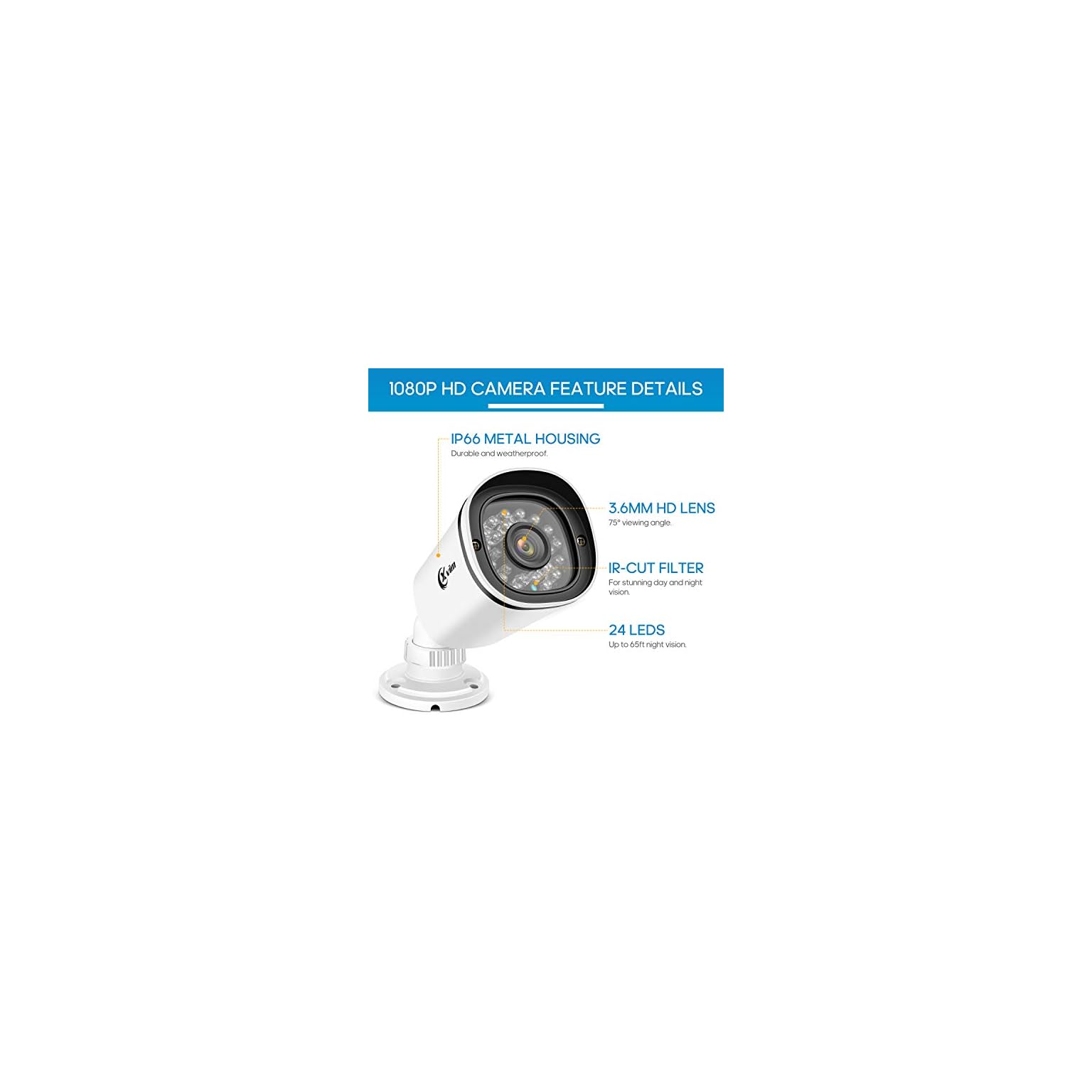 XVIM 8CH 1080P Home Security Camera System with 2TB Hard Drive Outdoor