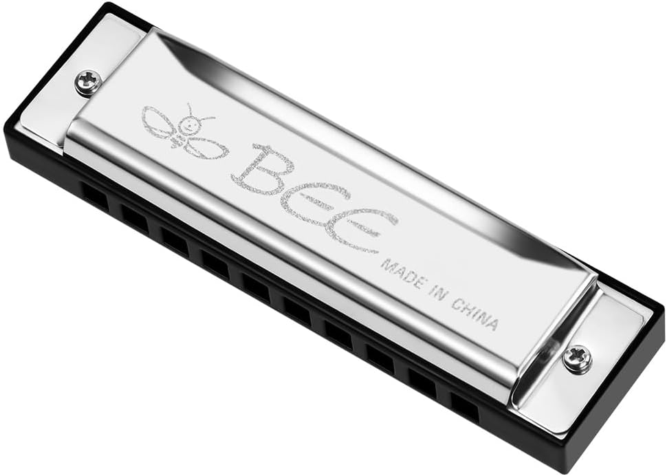 OFFCUP Diatonic Harmonica 10 Holes C Major 20 Tones with Storage Bag Silver