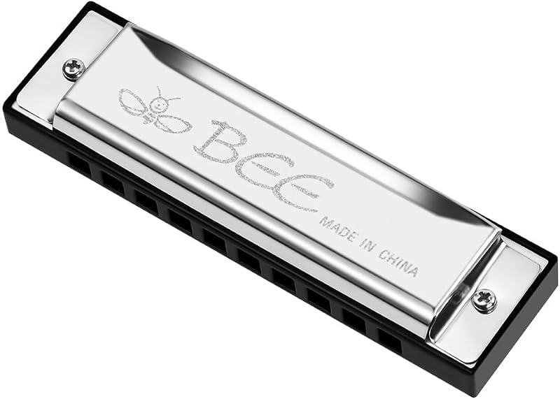 OFFCUP Diatonic Harmonica 10 Holes C Major 20 Tones with Storage Bag Silver