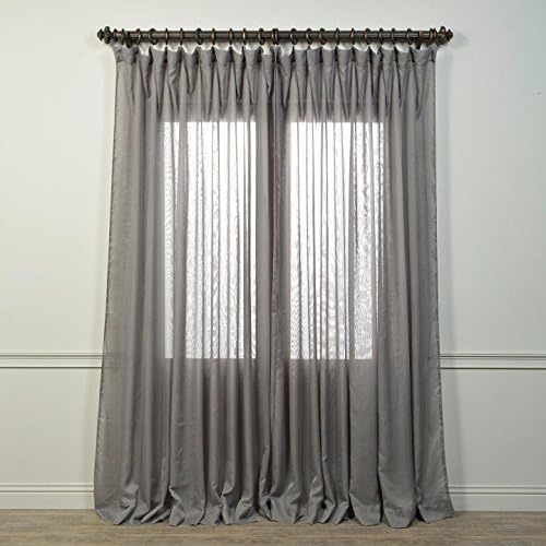 Half Price Drapes SHCH-VOL5-DLDW-96 Signature double Wide Sheer Curtain, Grey