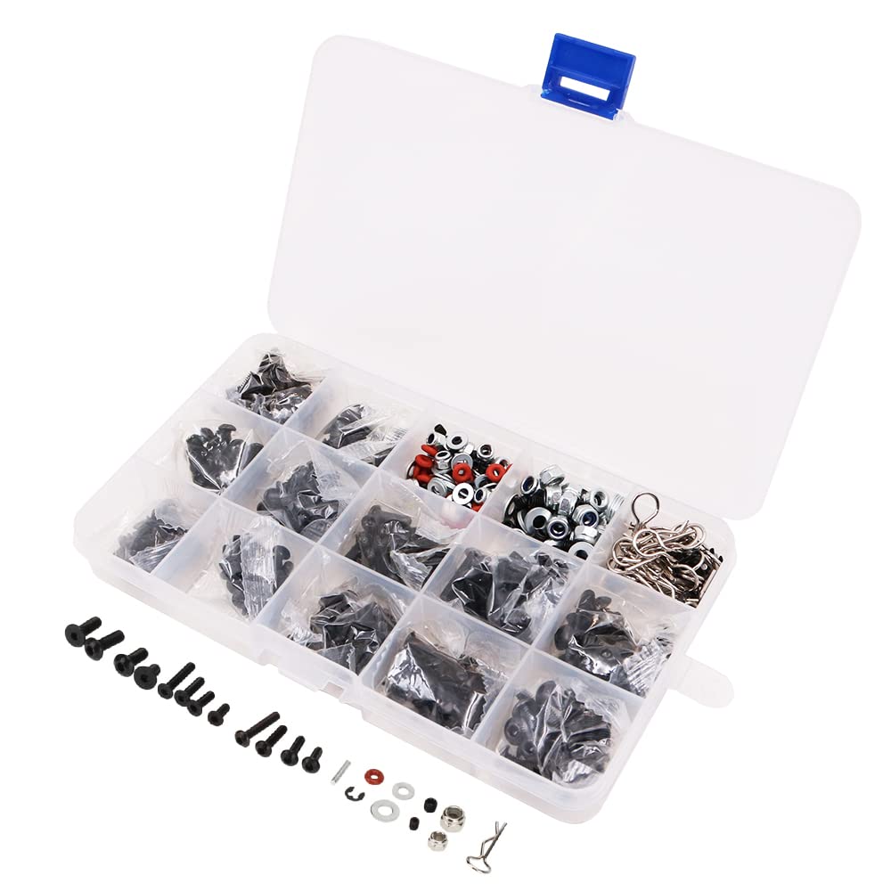 Hsthe Sea 500 Piece RC Car Bolt Kits M3 M4 E Buckle Shell Buckle Screw Nuts Hex Screws Plug RC Repair Tool Kit