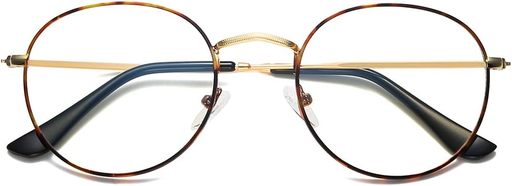 LKEYE Blue Light Blocking Glasses Filter UV Retro Small Round Ultra Computer&Gaming Eyewear LK5904 Leopard Frame/Anti-Blue Light Lens