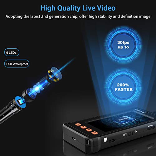50FT Industrial Endoscope, Oiiwak Inspection Camera for Industrial Pipe Sewer Drain Plumbing Borescope 1080P HD 4.3inch LCD Screen Waterproof IP68 Snake Camera with 6 LED Lights(15m) - Thumbnail 3