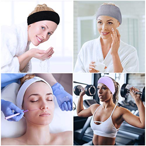 Aniwon 8 Pack Spa Headband Hair Wrap Sweat Headband Head Wrap Hair Towel Wrap Non-slip Stretchable Washable Makeup Headband for Face Wash Facial Treatment Sport
