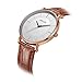 Kezzi Men's Minimalist Quartz Watch with Ultra-Thin Rose Gold and Calf Brown Leather k738
