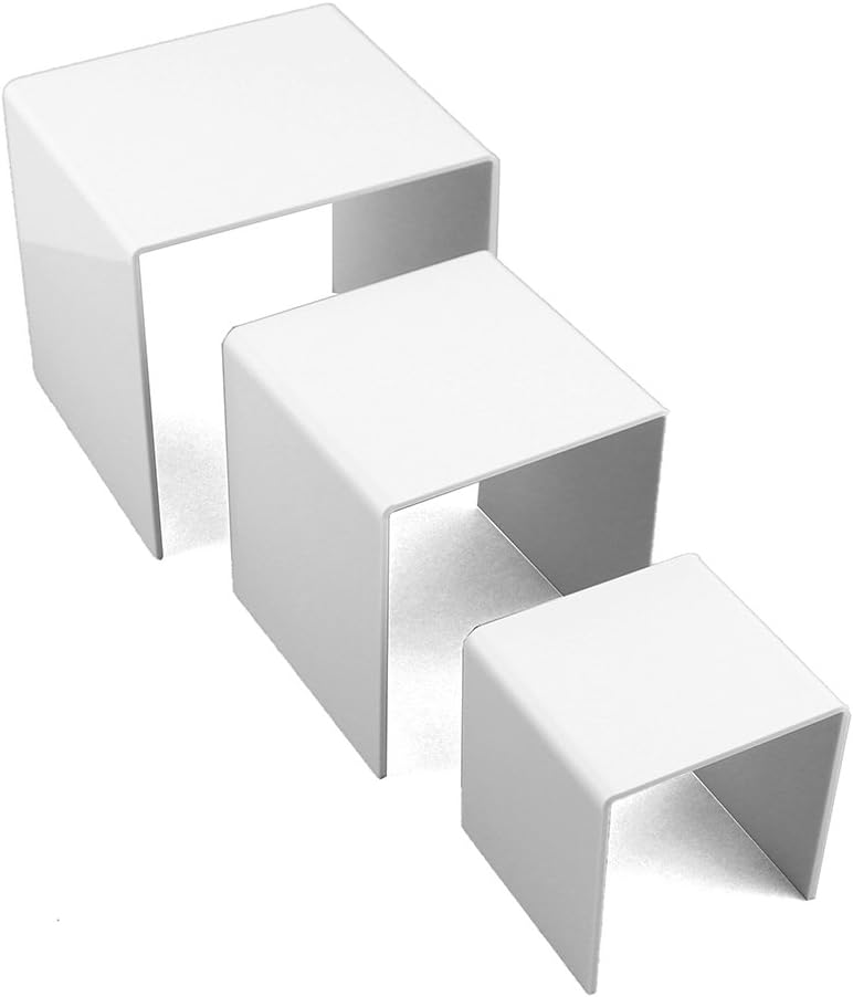 Ifavor123 White Set of 3 Acrylic Display Stand Risers 3" 4