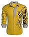 COOFANDY Men's Print Button Down Dress Shirt Fashion Long Sleeve Casual Shirts, Gold 1, Large