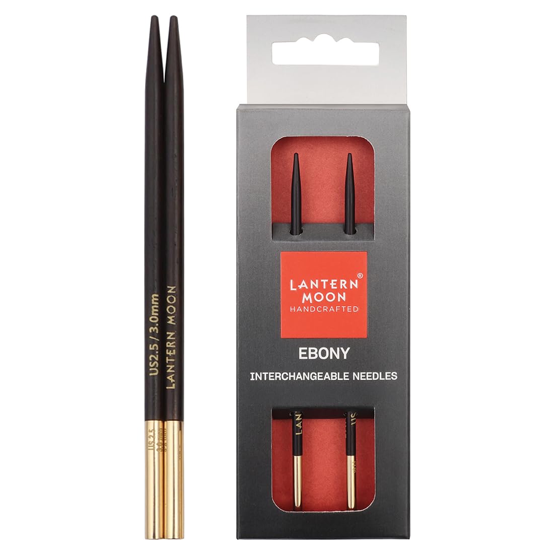 Lantern Moon - Lantern Moon (10cm, 3.00mm) Interchangeable Needle Tips - 1 Pair, Black