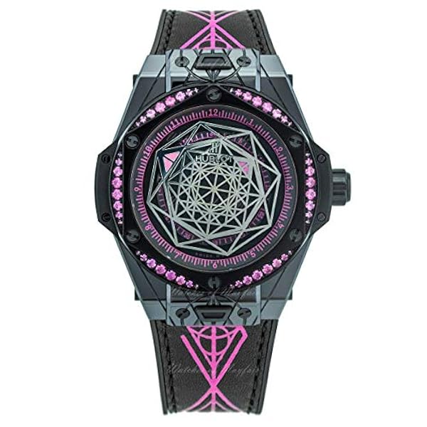 Hublot Big Bang Sang Bleu alle zwart roze saffieren vrouwen horloge