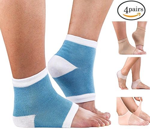 moisturize socks Gel Heel Sleeves By Wellever for Cracked Feet 4 pairs