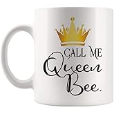 Fonhark - Call Me Queen Bee Mug, Queen Bee Coffee Mug for Boss, 11 Oz Novelty Coffee Mug/Cup, White