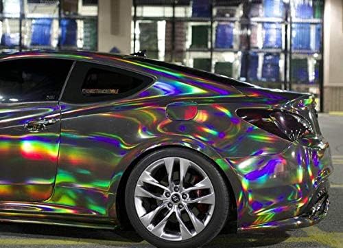 London Fancy Wraps Rainbow/Laser Effect Car Vinyl Wrap, Chrome Silver (A4 Sample)