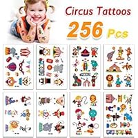 DoYay Circus Carnival Clown Temporary Tattoos for Kids Boys Birthday Party (Pack of 30 Sheets) Waterproof , Circus Clown Party Supplies Children Party Favors