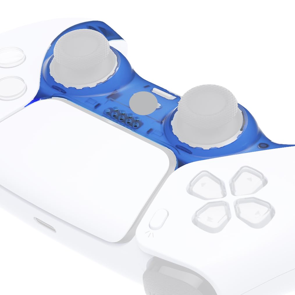 eXtremeRate Clear Blue Decorative Trim Shell Compatible with p s 5 Controller, DIY Replacement Clip Shell, Custom Plates Cover Compatible with p s 5 Controller with Accent Rings