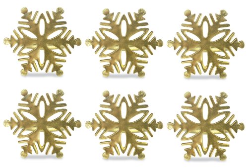 DII Modern Chic Napkin Rings for Christmas, Holidays, Dinner Parties, Weddings Receptions, or Everyday Use, Set Your Table With Style - Gold Snowflake, Set of 6