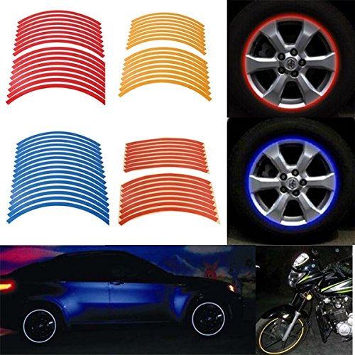 POSSBAY Motorcycle Car Reflective Tape Stickers Decal Wheel Tire Rim Stripe for 17"-19"