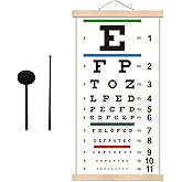 Snellen Eye Chart, Eye Charts for Eye Exams 20 Feet with Wooden Frame 11x22 Inches, Canvas Low Vision Eye Test Wall Chart with Eye Occluder Hand Pointer for Kids Gifts (20 Feet Test Distance)