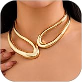 NOVYRA Chunky Choker Collar Necklace for Women Open Gold Collar Necklaces Minimalist Waterdrop Choker Necklace Gold Silver Chunky Statement Necklace Trendy Jewelry for Women