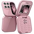 Mini Small flip Mobil Cell Phone Star i 17 Bluetooth Handset 0.66 inch Unlocked Bluetooth Earphone Dialer Support SIM Card (Pink)