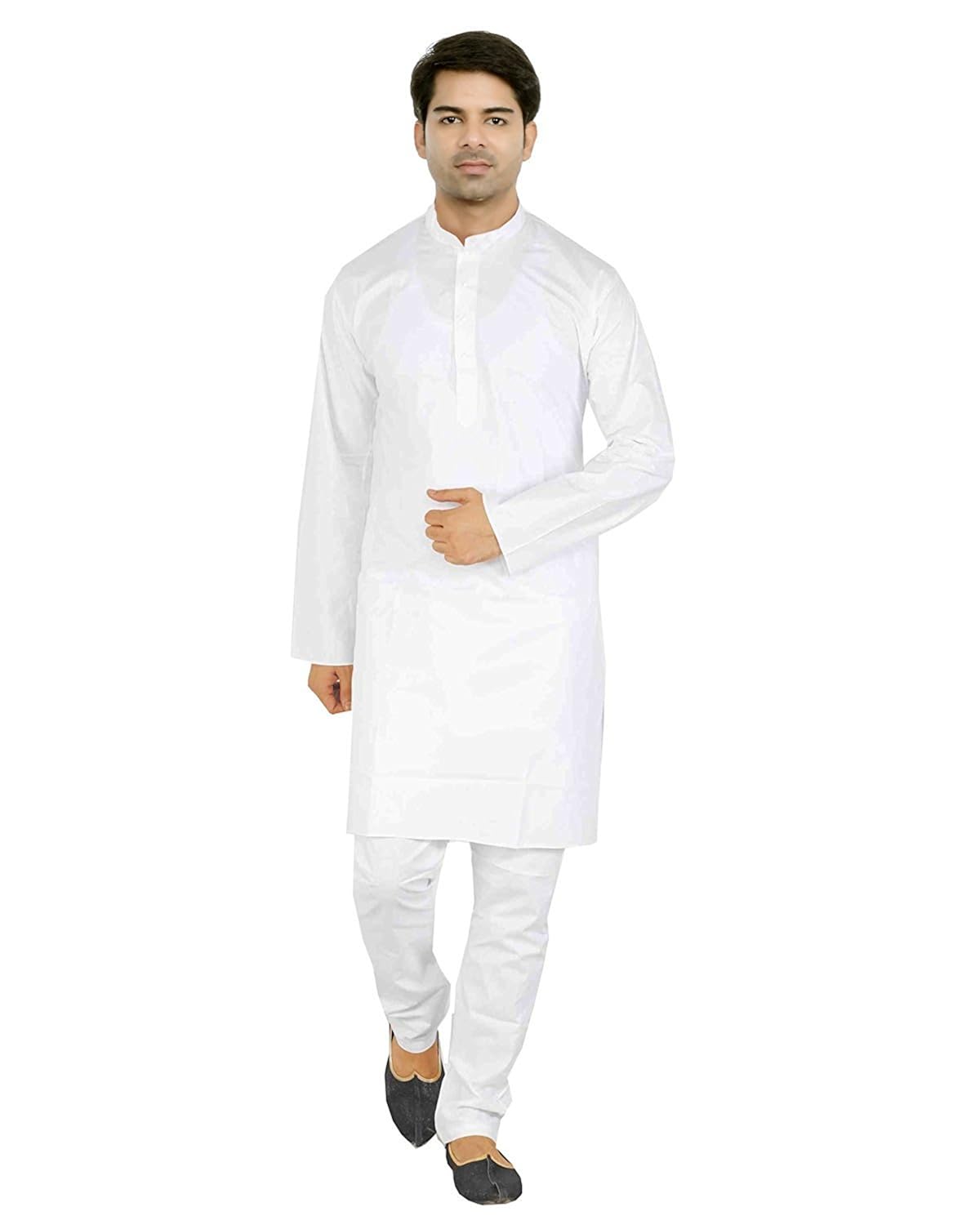 decore men's white cotton kurta pyjama set