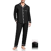 YOPUGEE Men Modal Pajama Set Long Sleeve Pjs Button Down Sleepwear Soft Comfy Loungewear Sets 2 Piece Nightwear S-3XL