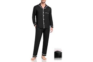 YOPUGEE Men Modal Pajama Set Long Sleeve Pjs Button Down Sleepwear Soft Comfy Loungewear Sets 2 Piece Nightwear S-3XL