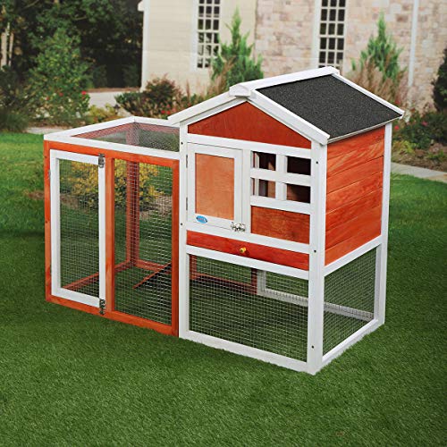 COZIWOW Wooden Rabbit Hutch Bunch Cage Indoor/Outdoorwith Openable Roof