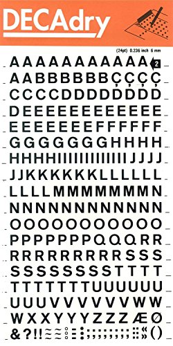 Transferable Letters and Numbers, Black, Letters, 6 mm, Black