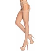 Leg Avenue Womens High Waist Sheer Suspender Pantyhose Stockings