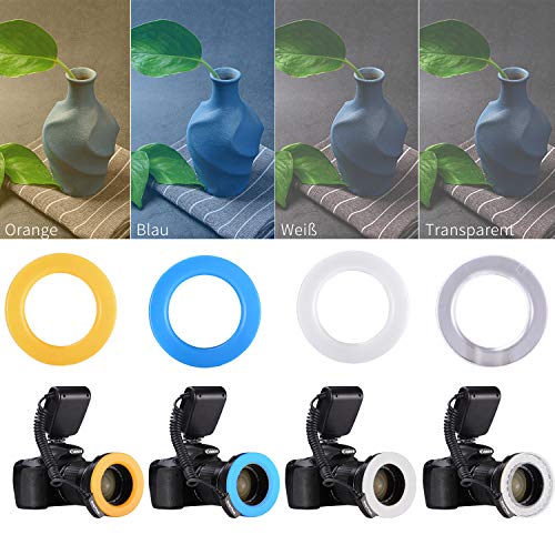 Macro 48 LED-Bague Anneau Lumineux, Emiral – Flash Annulaire, LCD Contrôle de la Puissance, (4 x Diffuseur Transparent…
