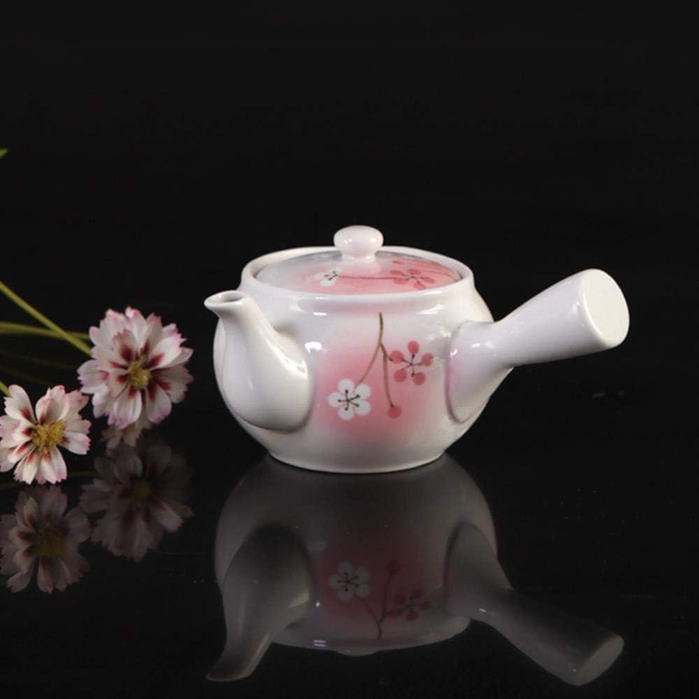 Ceramic Large Capacity Handmade Kungfu Teapot With Handle Flower Tea Making Single Side Plum Blossom Pot Pink Teaware,Pot with net