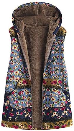 Women Winter Overcoat Duseedik Floral Print Floral Print Hooded Pockets Outwear Cardigans