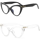COVESATO Oversized Cat Eye Reading Glasses for Women Fashion Cute Blue Light Blocking Computer Readers(2 Mixed Color,1.50)