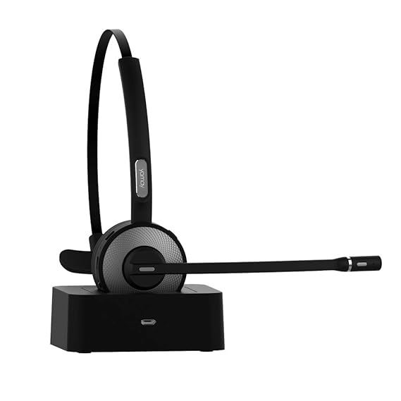 YAMAY Bluetooth Headset,Bluetooth Headset mit Ladestation,PC Headset mit Mikrofon Drahtloses Leicht-Headset Rauschunterdrücku