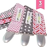 Pacifier Clip - 3 Pack, GIRLS - Ziggy Baby 2-Sided Design, Pacifier Holder - Best Girls Pacifier Clip for Teething Ring, Soothie Pacifiers, Pacifers, Baby Bibs - Perfect Baby Shower Gift