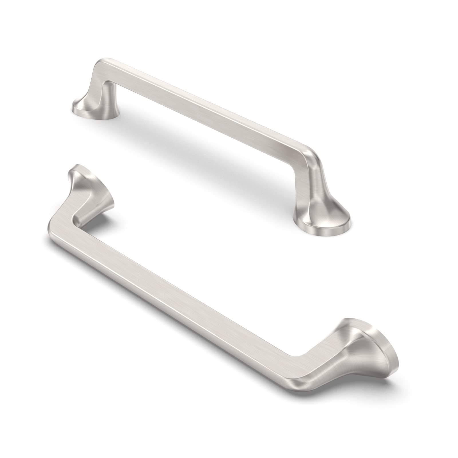 FURNIWARE 10 Pack Cabinet Pulls, Hardware Drawer Handles, Zinc Alloy Kitchen Cabinet Door Handles Pull, Brushed Satin Nickel-128mm(5 Inch) Hole Center