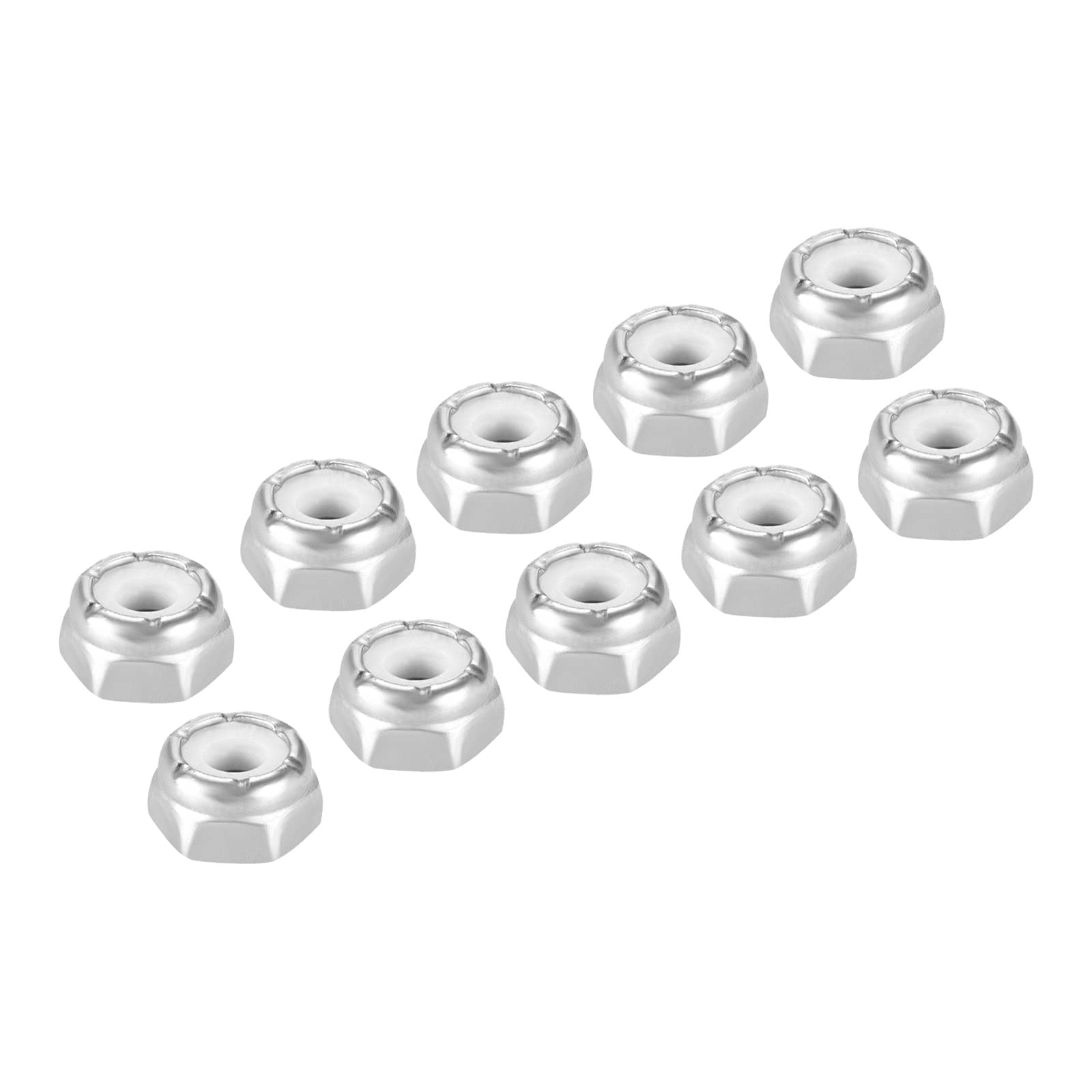 METALLIXITY Hex Lock Nut Fasteners(#4-40) 10Pcs, 304 Stainless Steel Nylon Inserted Self-Lock Nuts - for Car Garage Ship Mechanical Equipment, Silver Tone