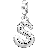 925 Sterling Silver Letter Charms for Bracelet Alphabet Bubble Initial Dangle Charms Beads Jewelry Gifts for Women