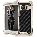 G-WACK Premium Carbon Fiber Aluminum Protective Metal Case Cover Extreme Shockproof Military Bumper Shell Case For Samsung Galaxy S7 Edge (Gold/Black)