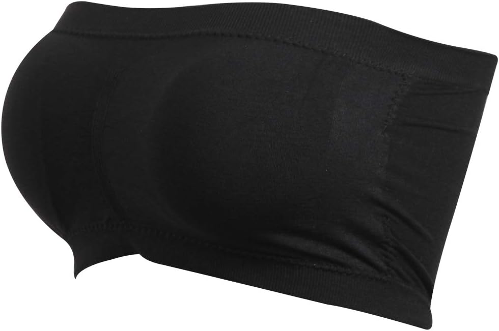 Women's Seamless Bandeau Bra, Basic Padded Wire-Free Stretch Tube Top Yoga Bra 1-3 Pack