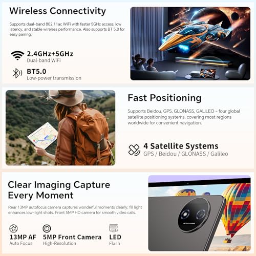 TECLAST P50T Tablet 11 Inch Android 16 Tablet 90Hz, 2GHz Octa-Core CPU, Gemini AI, 12GB RAM+128GB ROM(TF 5TB), 7000mAh, 5G WiFi, Widevine L1, GPS, 13MP+5MP/3.5MM/BT5/OTG, Tablets with Pencil, 2026