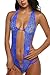 Avidlove Women Deep V Halter Lingerie Lace Babydoll Mini Bodysuit Dark Blue S