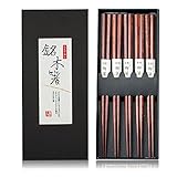 HuaLan Japanese Natural Wood Chopstick Set Reusable Classic Style Chopsticks 5 Pairs Gift Set