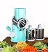 Mandoline Slicer With 3 Round Stainless Steel Blades,Manual Veggie Slicer,Fast Vegetable/Fruit Cutter,Cheese Shredder,Rotary Drum Grater with Strong-Hold Suction Cup with Free Clean Brush, Blue ¡­