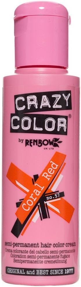 Crazy Color Renbow Semi-Permanent Hair Dye Coral Red 2 x 100ml