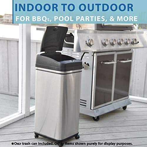 iTouchless Rolling 13 Gallon Sensor Trash Can with Wheels and Odor