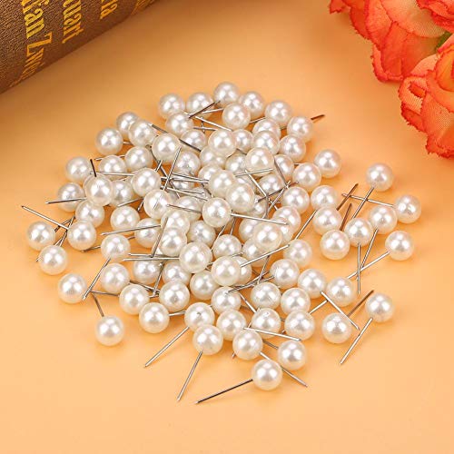 200pcs Round Ball Plastic Pushpin Marking Thumbtack Pins Decorative DIY Tool(White)