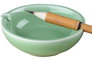 MULHUE Pottery Porcelain Multifunctional Ink Dish for Chinese Calligraphy and Sumi-e Painting(Jade Green)
