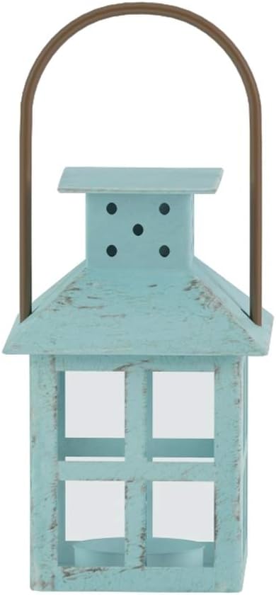 Kate Aspen, Distressed Metal Vintage Decorative Mini Lantern, Centerpiece, Party Favor, 2.5 x 2.5 x 6.5, Blue: Home & Kitchen