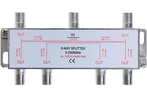 Cables Direct Online 6 Way Bi-Directional 5-2300 MHz Indoor and Outdoor Waterproof Coaxial Antenna Splitter for RG6 RG59 Coax Cable Satellite HDTV (6 Ports)